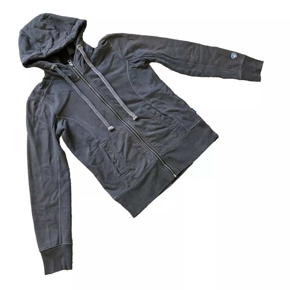 Kuhl Women's Full-Zip Hoodie Jacket Grey Organic Cotton